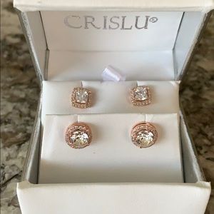 Rose Gold Crislu CZ Diamond Earrings